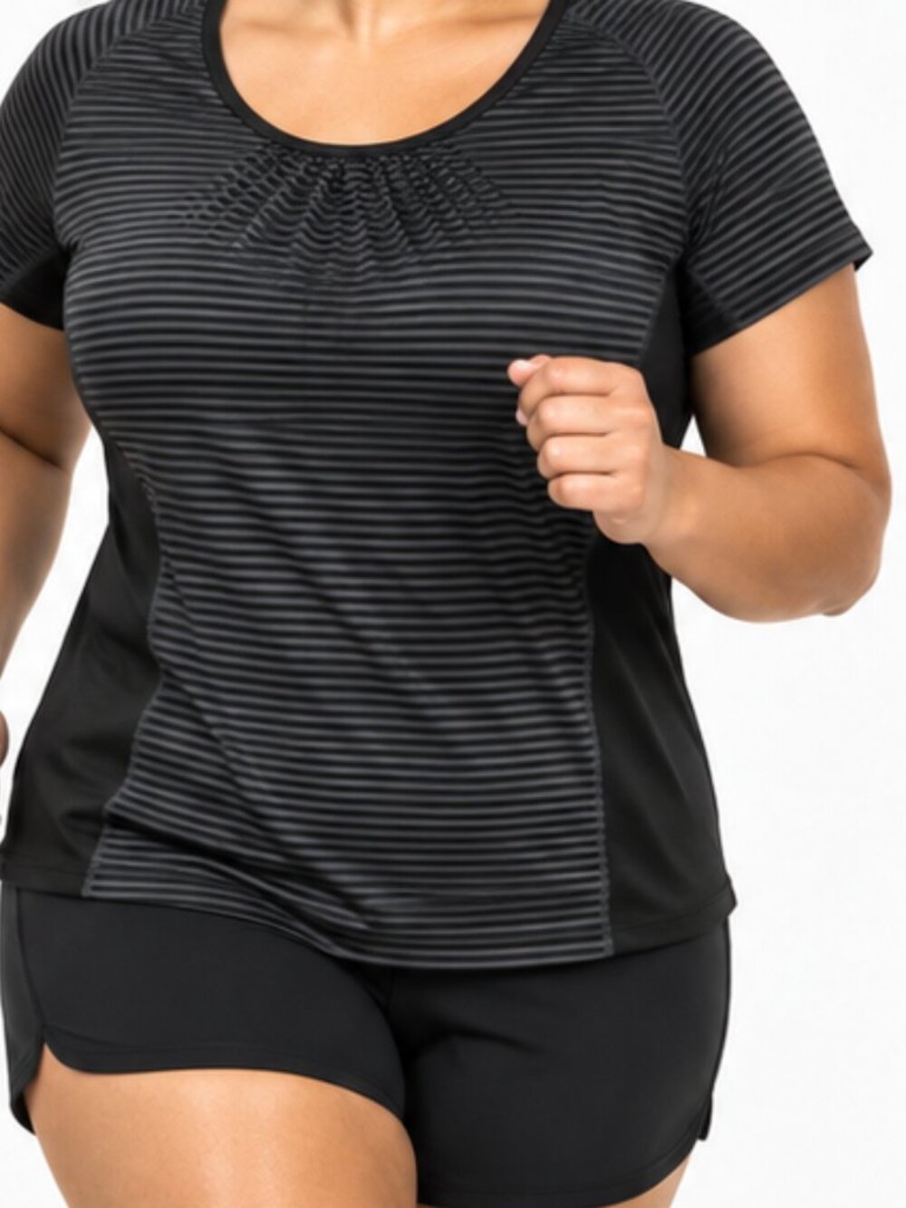 The North Face VaporWick Black Gray Striped Short Sleeve Top XL